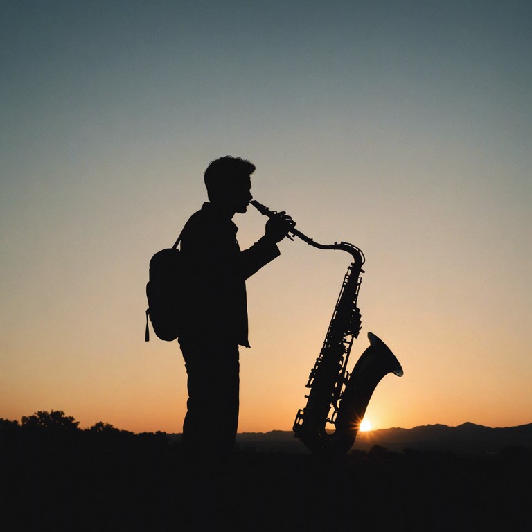 In this intimate composition, a soft saxophone murmurs the day's end through soothing latin rhythms, encapsulating a scene of meditative relaxation as shadows lengthen with the setting sun.