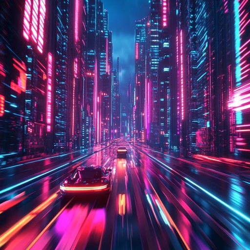 Dive into a hypercharged journey of cyber driven night races with pulsating beats and vibrant synthwaves, capturing the essence of futuristic urban thrill.