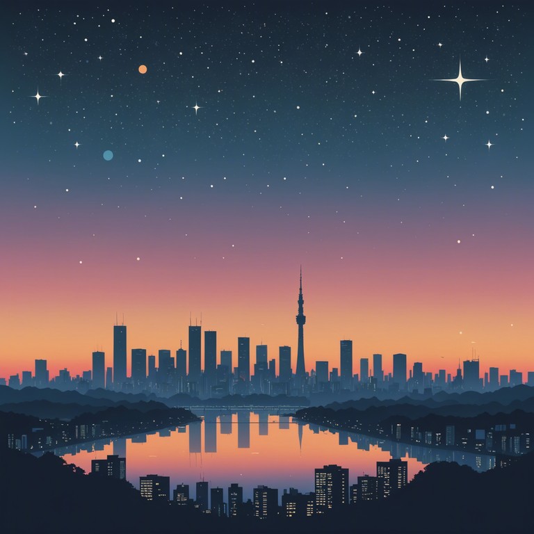 This track captures the essence of modern j pop infused with a sense of euphoria and upliftment. The music weaves together a vibrant tapestry of high energy synth hooks and soothing traditional japanese instrumentals, portraying a journey through a dreamy urban tokyo skyline at dawn.