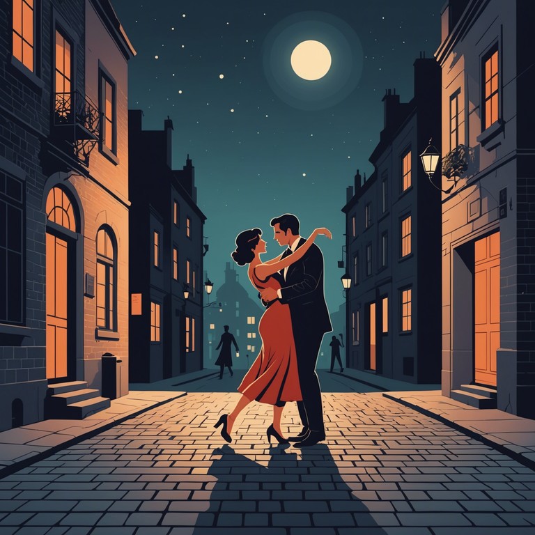 A vibrant yet intimate instrumental capturing the essence of a moonlit tango dance, characterized by powerful yet graceful movements under a silvery moon. The composition hinges on dramatic pauses and explosive bursts that reflect the passion of dancers intertwined in a dance of control and surrender.