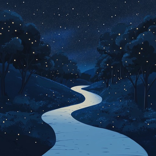 An instrumental piece that blends soothing ambient textures with glittering synth melodies, evoking the tranquility of a starry night walk through luminous pathways