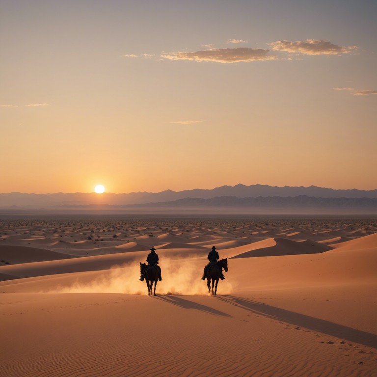 This track paints a picture of vast open landscapes and the undying spirit of adventure in the american west, invoking feelings of freedom and new possibilities. The music carries a hint of nostalgia blended with a sense of accomplishment and future dreams.