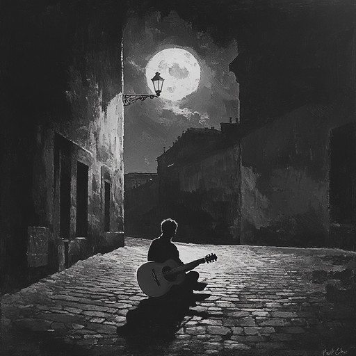 A haunting instrumental rumba piece that captures the essence of solitude, with gentle guitar melodies reverberating through empty alleyways under the glow of a lonely moon.