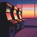 arcade sunrise with electronic heart