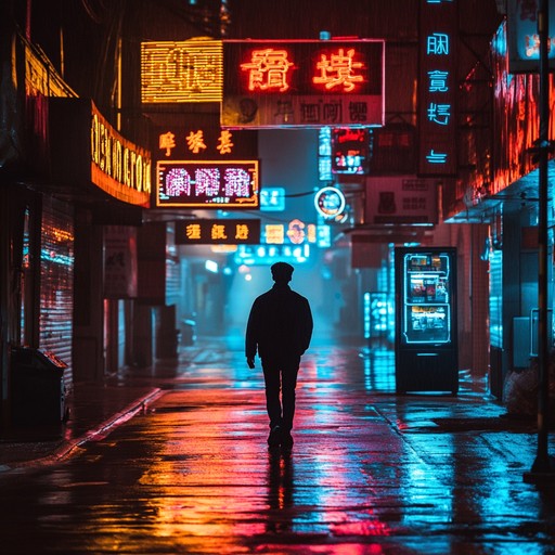 An instrumental chillwave track blending gentle synth melodies and ambient sounds to create a relaxing night time atmosphere, evoking feelings of calmness and introspection in the quiet city hours.