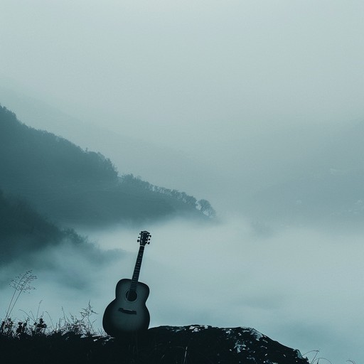 A haunting journey through foggy peaks, with guitar chords creating echoes of sorrow and introspection, intertwined with ambient melodies and somber undertones. The piece captures the raw beauty of nature and the depth of human emotion.