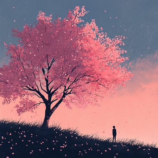 An instrumental track combining traditional japanese instruments with soft ambience, creating a serene atmosphere reminiscent of nighttime walks under blooming sakura trees.