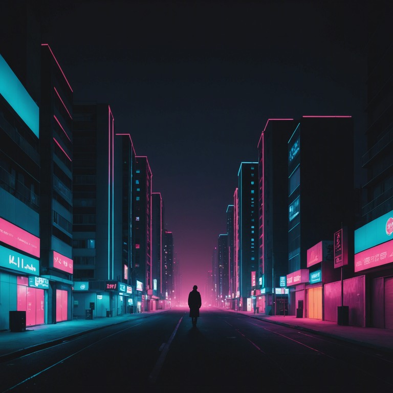 In this track, the sound of vintage synthesizers encapsulates the profound nature of solitude amidst a retro futuristic cityscape at night. The music portrays a lonesome journey through echoing sound waves, capturing nostalgic emotions that resonate with the listener's own experiences of isolation and reflection.