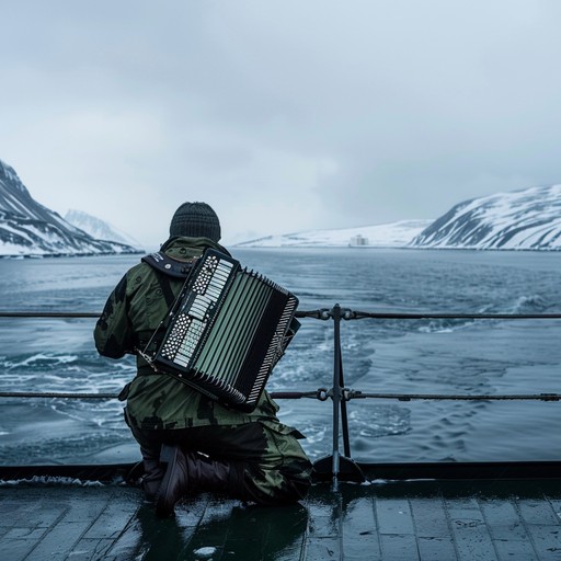 This instrumental piece evokes the hauntingly beautiful and resilient spirit of the russian navy, combining deep soulful melodies with a touch of the nation's historic elements on the accordion. It captures the grandeur and isolation of sailing through icy waters, reflecting on past glories and the harsh beauty of the sea.