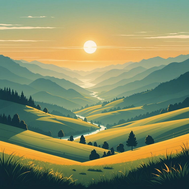 Imagine a gentle dawn, the first light spreading warmth across serene valleys. The music captures this slow, soothing atmosphere. Perfect for early rises or reflective afternoons with a book and coffee. The track combines a laid back rhythm with melodious elements, drawing listeners into a peaceful, uplifting experience.