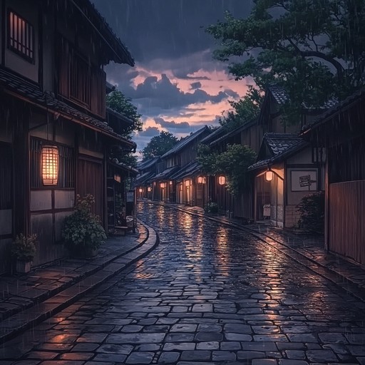 An instrumental featuring delicate koto strings blending with atmospheric sounds to evoke the haunting beauty of deserted anime streets filled with memories and secrets.