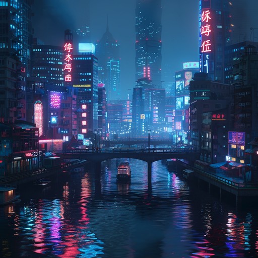 A tranquil and simplified track that evokes the ambiance of a futuristic megacity. The composition uses minimal elements to paint a serene picture of neon lit streets and towering skyscrapers at night.