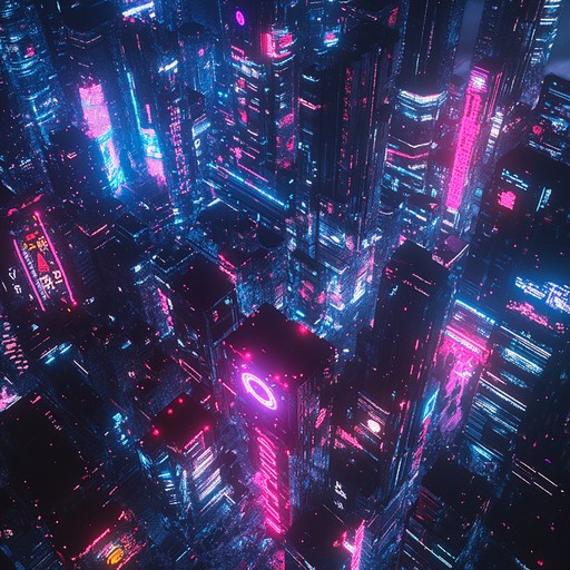 Immerse yourself in the electrifying rhythms of a pulsating, bold techno track capturing the essence of a futuristic metropolis. The vibrant beats and intricate synth layers create an energetic and immersive soundscape that transports listeners to a night in a neon drenched, high tech cityscape.