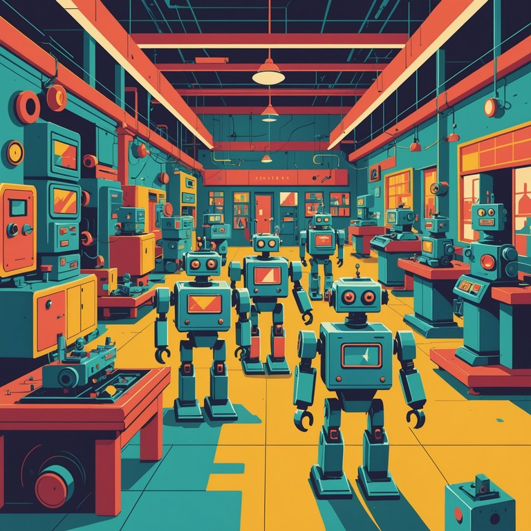 Imagine tiny robots having a dance party inside a colorful toy factory. This tune incorporates lively electronic beats with playful and whimsical elements, creating a fun atmosphere that is both futuristic and reminiscent of childhood. The melody is catchy, designed to make listeners smile and feel a sense of joy and wonder.