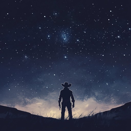 A mesmerizing blend of spacey synths and twangy guitars, creating an immersive journey through an interstellar wild west. Think of lone cowboys riding under alien constellations, with each note echoing the vast, mysterious cosmos.