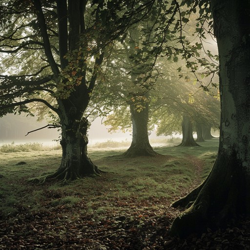 Wander through ethereal woodlands, where dulcimer sounds blend with nature's serene whispers, evoking mystical and enchanting spiritual connections.