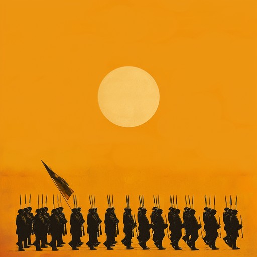 This instrumental piece combines the elegance of orchestral strings with the structured cadence of a military march, creating a sophisticated yet commanding atmosphere. The use of snare drums and brass provides a sense of discipline and heroism, making it perfect for a grand honorary occasion or reflecting on moments of courage and sacrifice.