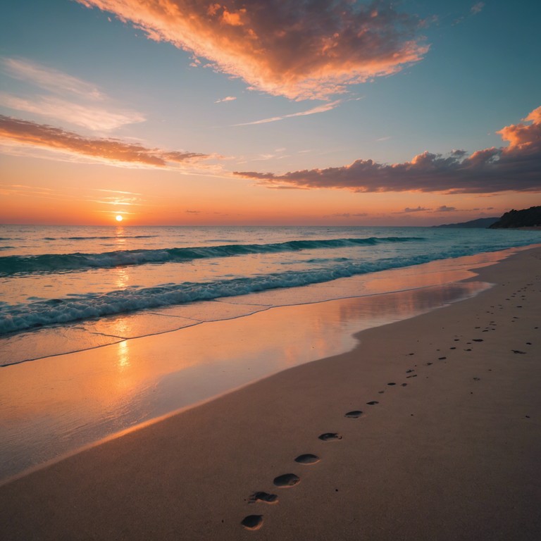 Imagine reclining on a serene beach as sunset paints the sky in shades of orange and pink, while soothing tropical melodies envelop you, recreating the intimate feel of an island at dusk. The music combines gentle rhythms with the sound of waves, providing a perfect backdrop for relaxation or meditation.