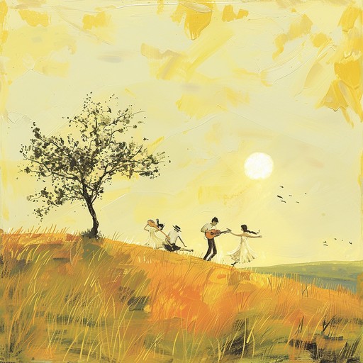 Dancing through meadows is an upbeat instrumental folk rock piece filled with whimsical melodies. An intricately finger picked acoustic guitar creates a playful foundation, while a flute weaves in and out with airy, ethereal lines. The sound is rounded out with gentle percussion and mandolin, painting a picture of carefree dancers in sunlit fields.