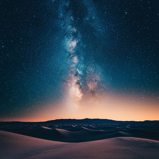 A hypnotic trance track that fuses cosmic sounds with the ethereal ambiance of a desert landscape. The pulsing beat and shimmering synths evoke imagery of celestial phenomena combined with the serene beauty of endless sandy horizons, creating an otherworldly, transcendent experience.