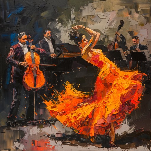 Experience the heartfelt blend of intense flamenco rhythms and soothing jazz harmonies, resulting in an evocative fusion melody that stirs the soul and captures the heart.