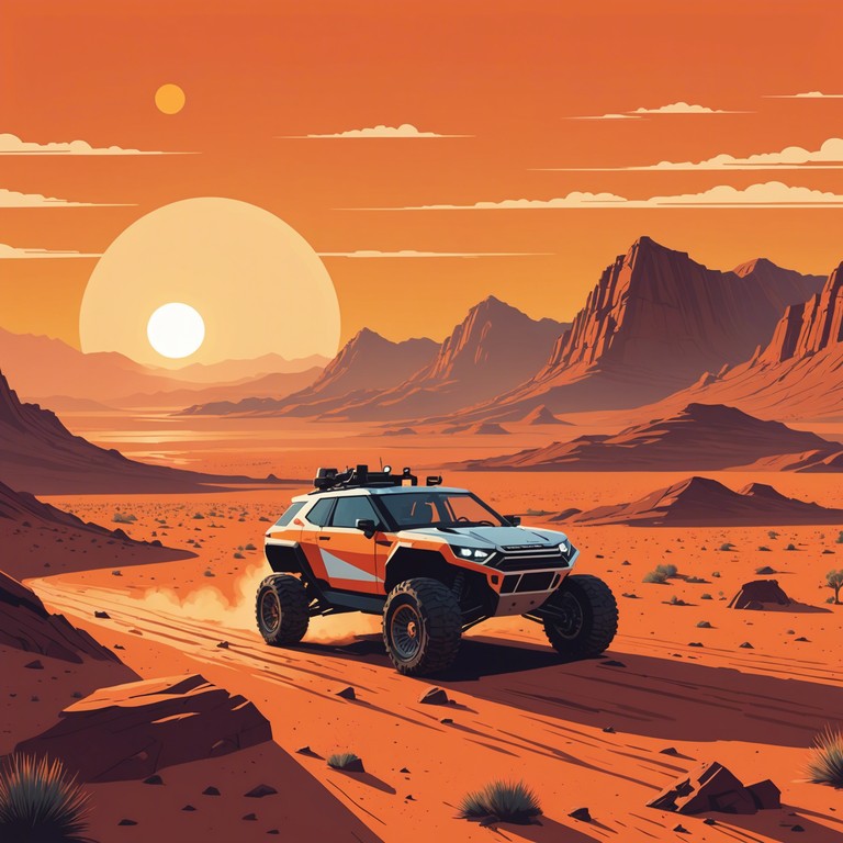 Imagine a soundtrack for a whimsical rover exploration on mars, blending melodic hip hop rhythms with sci fi synths and quirky effects to simulate an otherworldly morning. This track merges fun with discovery under the martian sun.