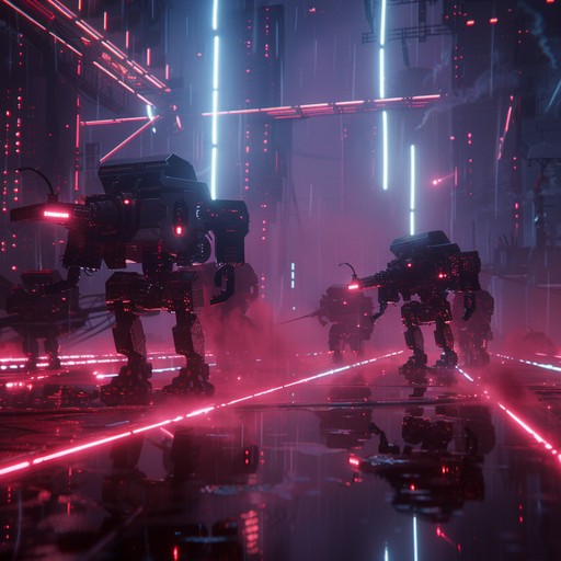 Relentless pounding beats sync with aggressive synths to evoke a high stakes digital battleground. This track is intense and fiery, driving listener adrenaline with every pulse. Perfect for cinematic action or high intensity gaming atmospheres.