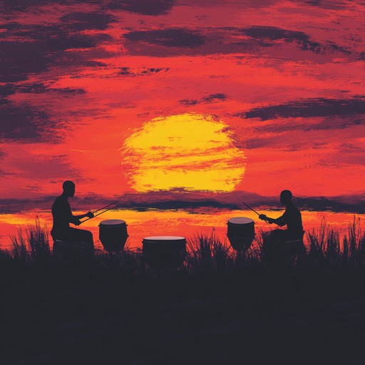 This track blends the powerful, raw sound of african drums with subtle electronic elements, bridging the gap between the ancient and the contemporary. The song starts with a solitary djembe setting a complex rhythm before gradually introducing other traditional instruments and a layer of ambient synths, creating a spellbinding fusion that feels both timeless and new