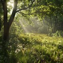 calming piano journey through tranquil woodland, capturing dramatic serenity.