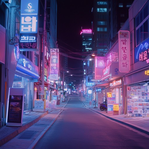 An electrifying blend featuring gritty urban beats with dynamic k pop melodies, capturing bustling seoul street vibes. A hard hitting bassline drives the rhythm, layered with intricate synths and sharp percussive elements, creating an intense, energetic atmosphere. Ideal for depicting the vibrant yet gritty urban street culture of seoul.