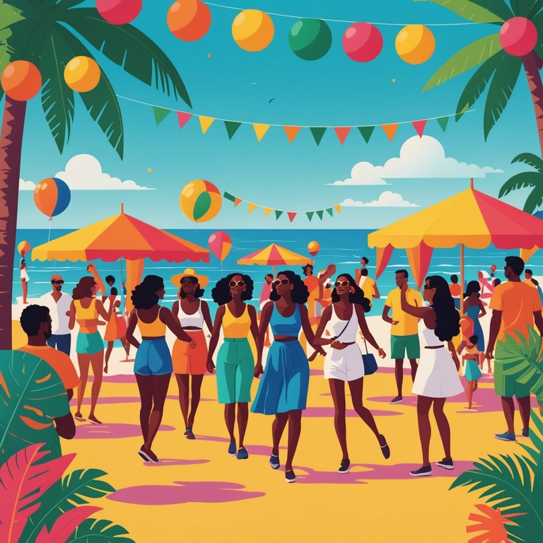 This unique musical blend brings together the energetic, syncopated rhythms of reggaeton with the smooth, melodic essence of 30s swing music. Imagining dancers on a sunlit beach, the composition features a playful exchange between brass and latin percussion, enveloping listeners in a danceable, nostalgic yet fresh soundscape.