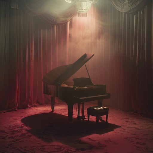 This composition highlights an eerie piano driven melody set against the backdrop of a melancholic, dark cabaret. With each note that echoes through the hauntingly elegant arrangement, listeners are transported into a world of shadowy nostalgia and emotional depth.