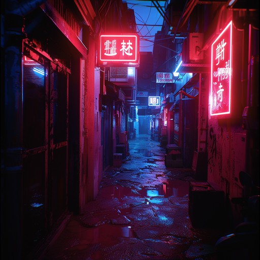 An intense cyberpunk instrumental with rapid beats, deep basslines, and eerie synths, capturing the essence of a futuristic neon lit city. Ideal for high energy and suspenseful scenes.