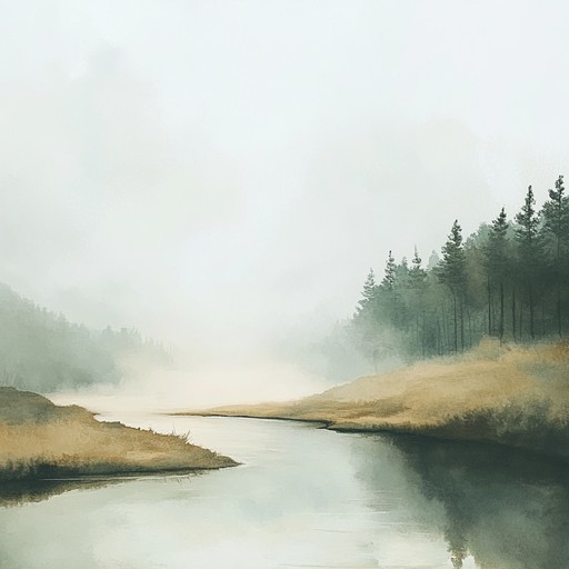 Experience the calm of dawn by a gentle river; sounds blend with ambient flute melodies to soothe the soul.