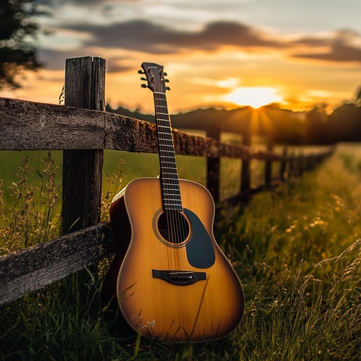 A soothing instrumental folk rock piece featuring acoustic guitar and gentle rhythms, capturing the calm and serene atmosphere of the countryside at dusk. The melody guides the listener through a tranquil journey, evoking feelings of peace and nostalgia