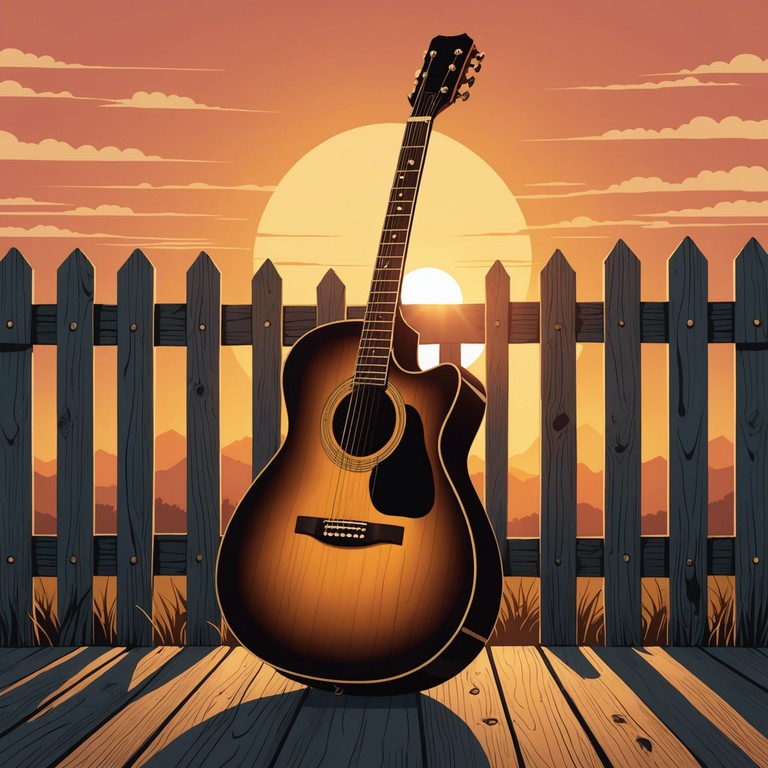 A delicate and soul soothing acoustic guitar melody pairs with the ambient sounds of a dusky desert landscape, providing a musical reflection of solitude and tranquility in the vast american west.