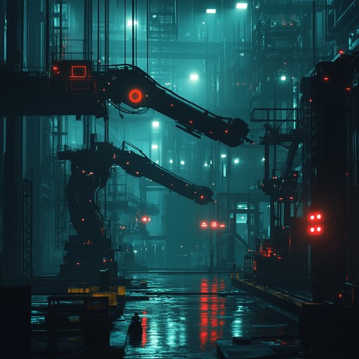 Dive into a powerful fusion of industrial and rock, layered with futuristic synths and rhythms, evoking a vision of a mechanized urban dreamscape.