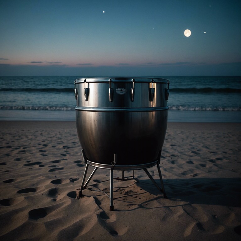 Imagine a serene night where the moon casts gentle shadows on the sandy shores, and the sound of steel drums fills the air with a rhythm both joyful and mysterious, creating a landscape that both invites and intrigues.