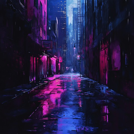 A sinister journey through neon lit alleys, pulsating with ominous synths and heavy bass lines. This track captures the dystopian essence of a grim cyberpunk world, filled with tension and mystery. The synthetic rhythms, coupled with eerie ambient sounds, paint a vivid picture of technological chaos and societal collapse.