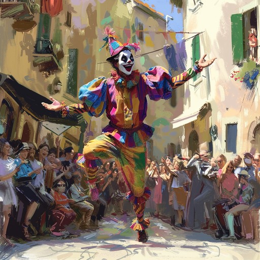 Imagine a delightful street jester performing tricks and rhymes with a mischievous grin, blending playful melodies with rhythmic hip hop beats that surprise and amuse. This track brings a sense of whimsy and joy, perfect for light hearted moments and playful scenes.