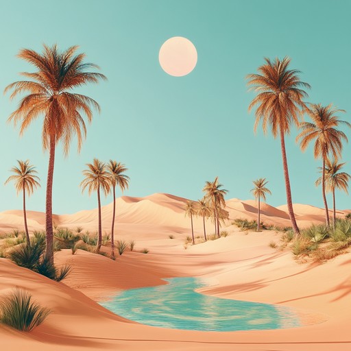 An ambient track featuring the soothing sounds of the oud, designed to capture the tranquility and meditative quality of a peaceful middle eastern desert landscape, perfect for relaxation and reflection