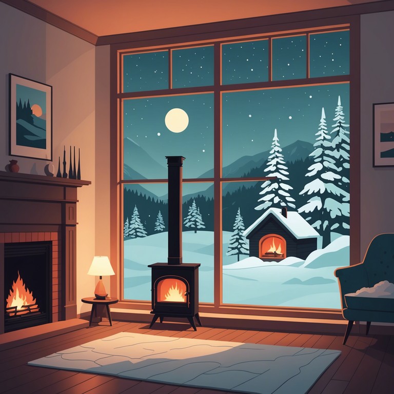 Imagine an instrumental that encapsulates the mystique of snowy landscapes and the warmth of firelight, blending emotive synthesizer melodies to create a reflective, holiday atmosphere.