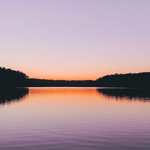 This track captures the serene moment as the sun dips below the horizon, painting the sky in vibrant hues of orange and purple. The composition aims to evoke the peacefulness of sunset at a quiet lakeside, where the water reflects the sky's colors and the world slows down. The music follows a gentle ebb and flow, mimicking the ripples on the lake's surface caused by a soft evening breeze.