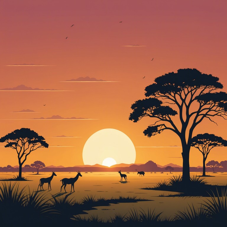 This track combines fiery percussive rhythms and the spiritual energy of traditional african music with a contemporary afrobeat influence to create a powerful, uplifting soundtrack. The use of djembe drums and indigenous melodic elements evokes the vast, open landscapes of the african savannah at sunset, providing a backdrop for stories of community, life, and celebration.