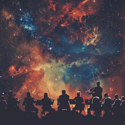 Experience a majestic orchestral composition with ethereal strings and dynamic brass, conveying the grandeur and mystery of the cosmos. This sophisticated piece invites listeners to reflect and behold the universe's wonders