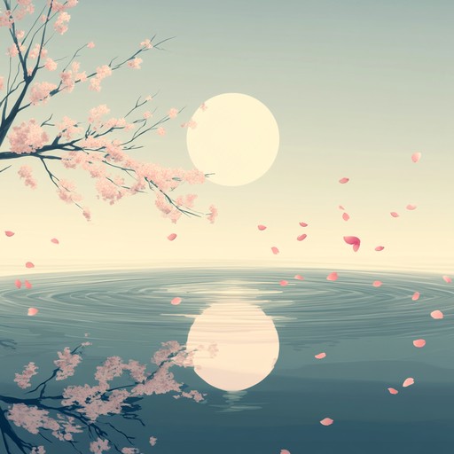 An instrumental piece featuring gentle piano melodies inspired by anime soundtracks, capturing the tender and nostalgic feelings of being under moonlit cherry blossoms, evoking serenity and emotional depth