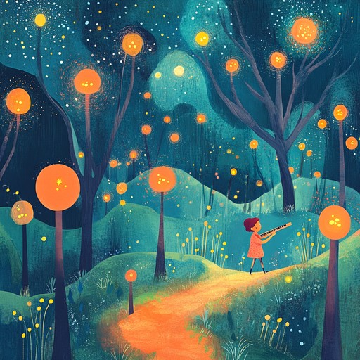 A lively, instrumental piece that evokes the excitement and wonder of exploring a mystical forest, filled with playful creatures and hidden treasures, composed to inspire imagination in young listeners.