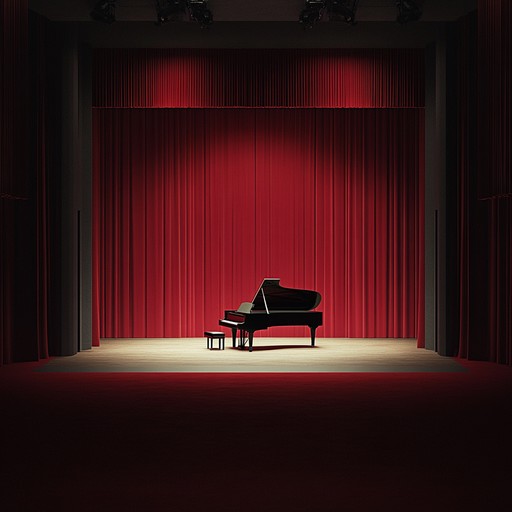 An instrumental piano composition blending soothing melodies with theatrical flair, evoking introspection and calm as if alone in a grand, empty theatre.