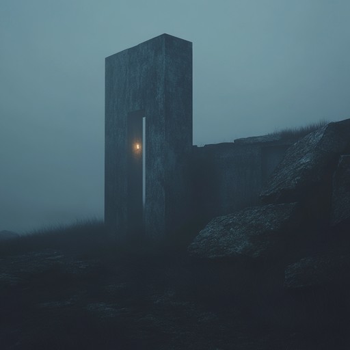 An ambient soundscape characterized by ghostly echoes and eerie undertones. Ethereal synths weave a web of haunting melodies over a bed of subtly shifting drones. The chilling atmosphere captures the essence of a haunted, mystical realm, creating an unsettling yet mesmerizing auditory experience.