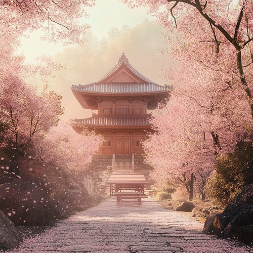 An elaborate composition utilizing the koto to mimic the quiet and almost sacred interactions between nature and mankind as cherry blossoms gently fall around an ancient temple, creating a bridge between the past and present through music.